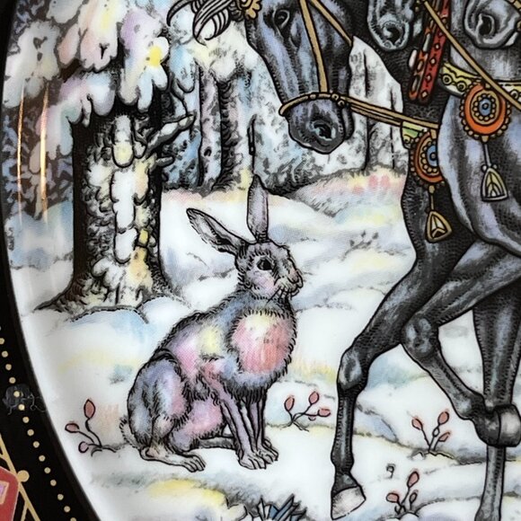 Heinrich Villeroy & Boch Russian Fairy Tale Plate The Hare & The Troika Germany - Picture 5 of 13
